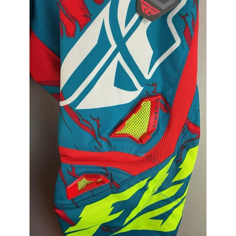 Fly Racing Kinetic Relapse MX Pants Mens 34 Teal Red Hi-Vis Motocross NWT